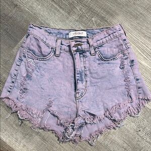 Vibrant Purple Distressed Jean Shorts